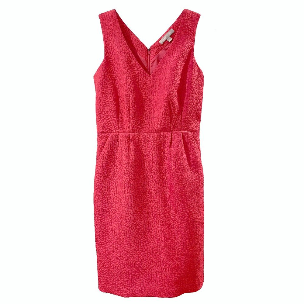 Banana Republic Pink Embossed Floral V Neck Sheath Dress Size 2